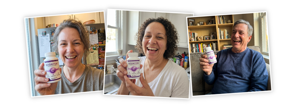 Real Sodatide customers holding their bottles